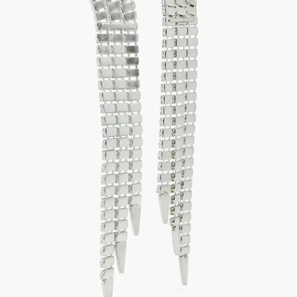 Tassels Bling Rhinestone Earrings Fringe Dangle Huge Club Holiday Party - Picture 6 of 6